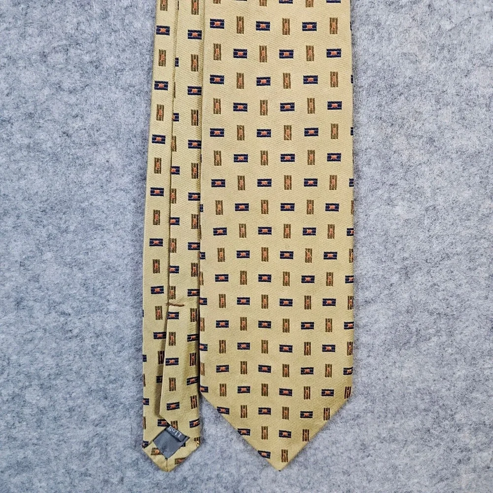 Robert Talbott Gold Geometric Hand Sewn Silk Neck Tie 58x4 Preppy Church Office‎